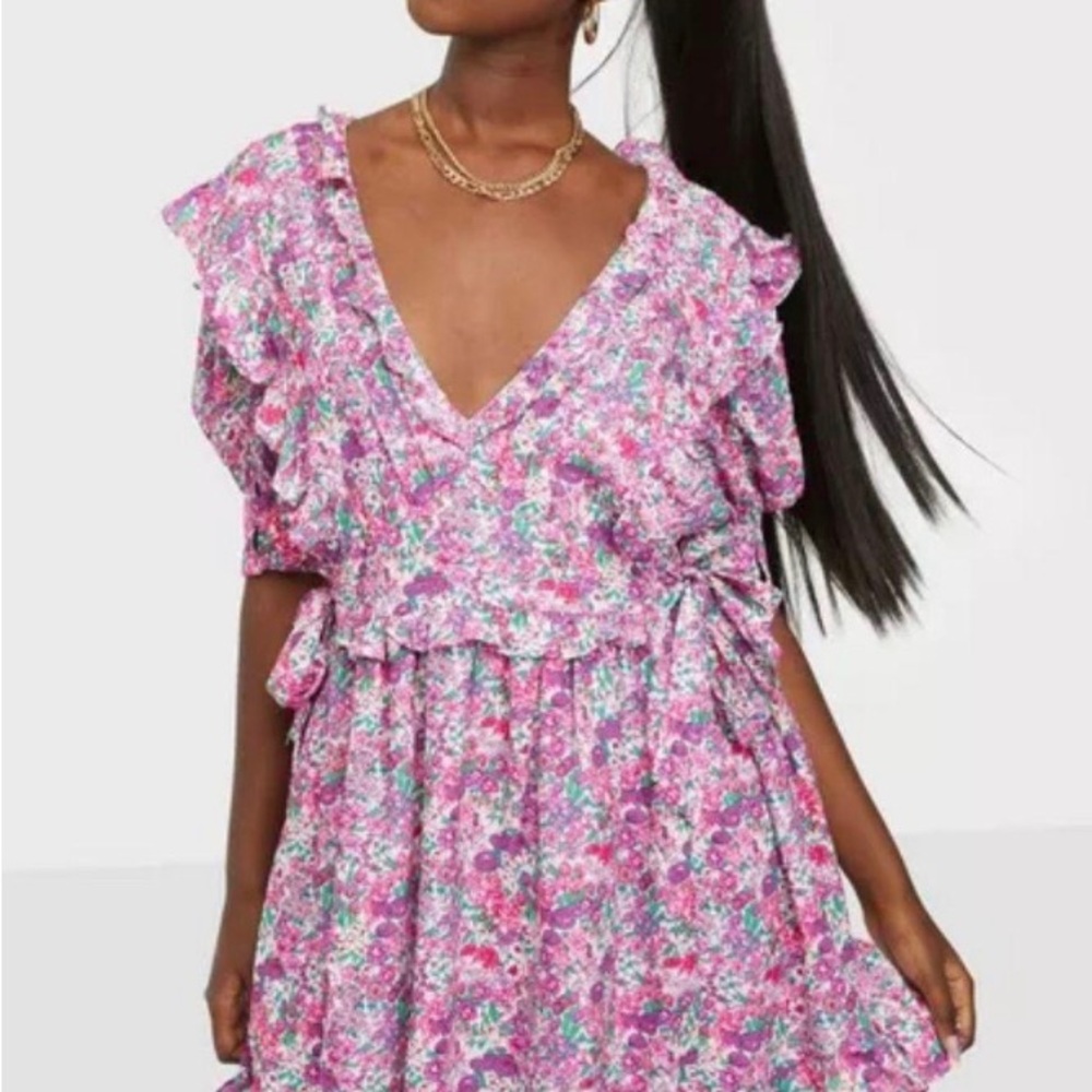 For Love And Lemons Pink Floral Mini Dress